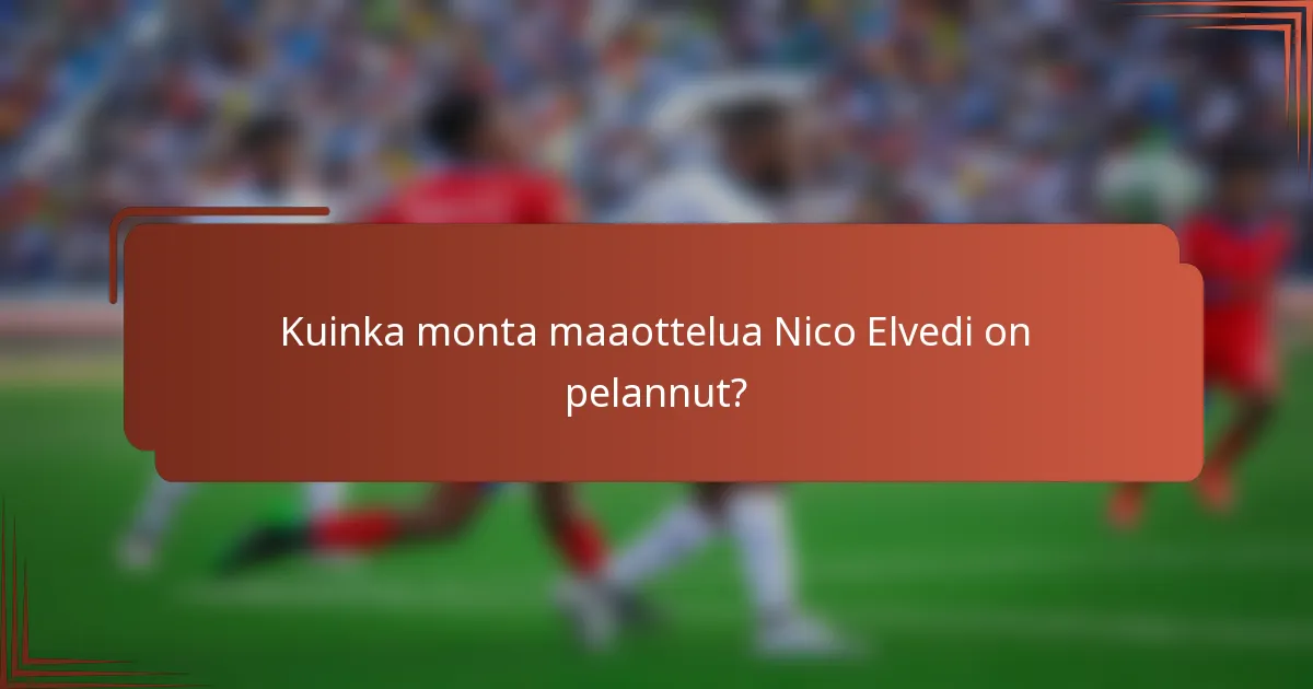 Kuinka monta maaottelua Nico Elvedi on pelannut?