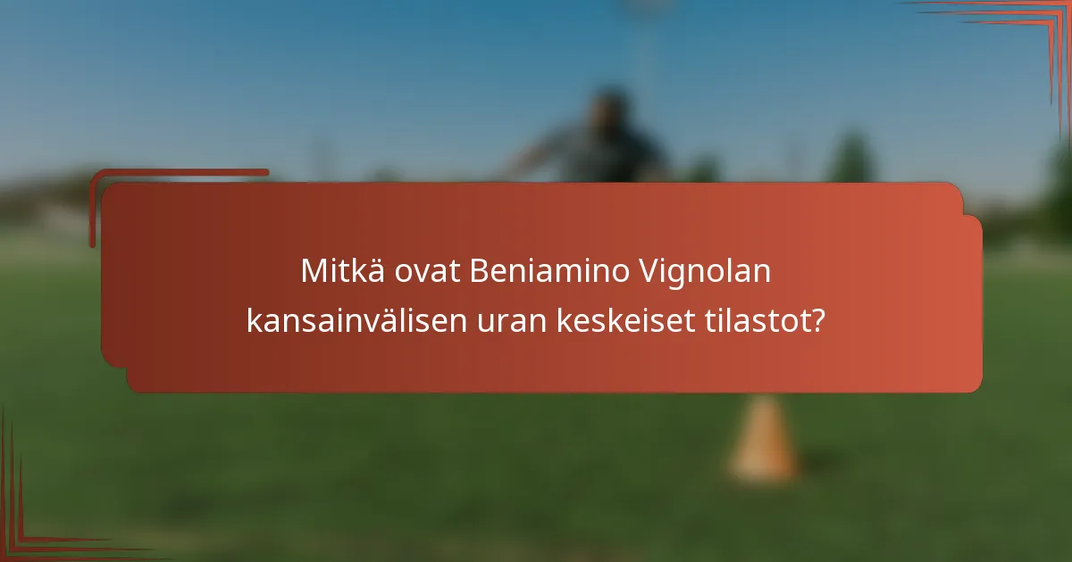 Mitkä ovat Beniamino Vignolan kansainvälisen uran keskeiset tilastot?